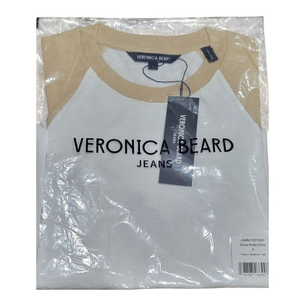 Veronica Beard White and Tan Long Sleeve Tee - Picture 11 of 14